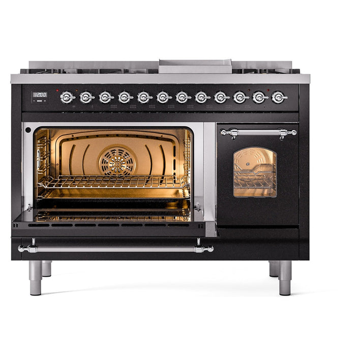 ILVE 48" Nostalgie II Dual Fuel Range with 8 Sealed Burners and Griddle - UP48FNMP