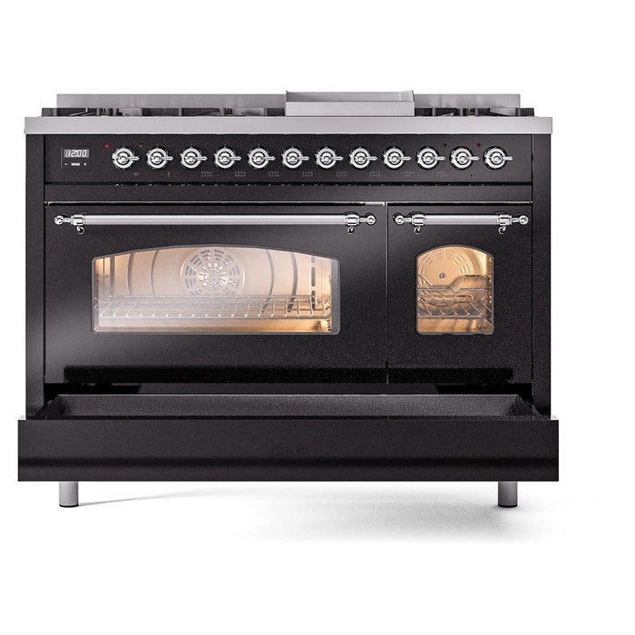 ILVE 48" Nostalgie II Dual Fuel Range with 8 Sealed Burners and Griddle - UP48FNMP