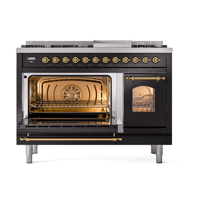 ILVE 48" Nostalgie II Dual Fuel Range with 8 Sealed Burners and Griddle - UP48FNMP