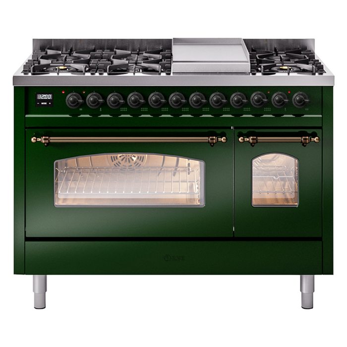 ILVE 48" Nostalgie II Dual Fuel Range with 8 Sealed Burners and Griddle - UP48FNMP