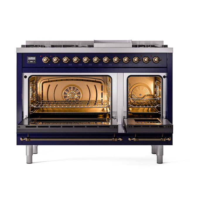 ILVE 48" Nostalgie II Dual Fuel Range with 8 Sealed Burners and Griddle - UP48FNMP