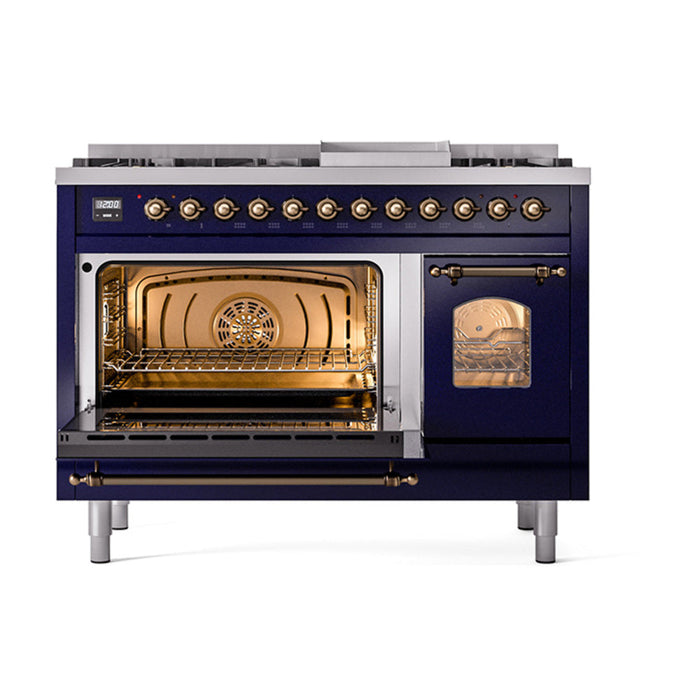 ILVE 48" Nostalgie II Dual Fuel Range with 8 Sealed Burners and Griddle - UP48FNMP