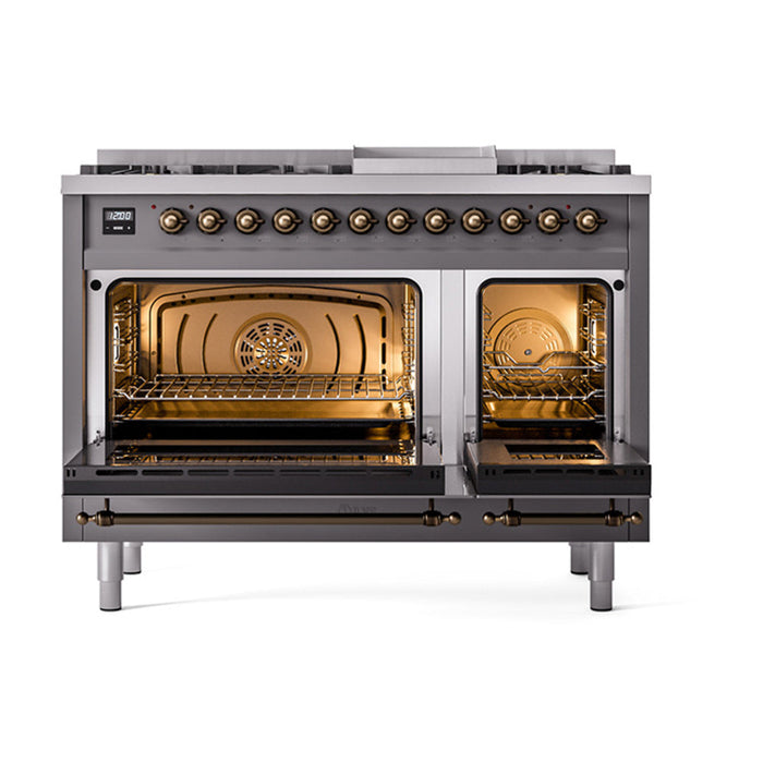 ILVE 48" Nostalgie II Dual Fuel Range with 8 Sealed Burners and Griddle - UP48FNMP