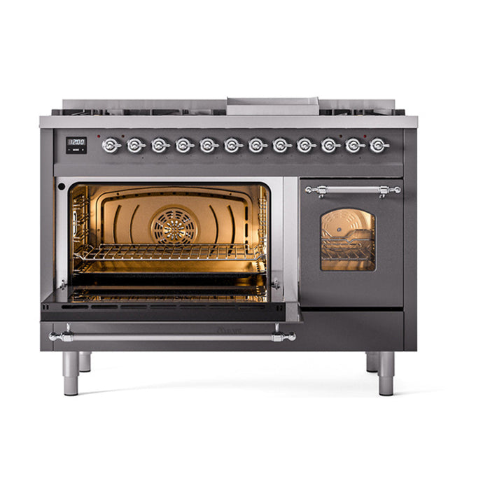 ILVE 48" Nostalgie II Dual Fuel Range with 8 Sealed Burners and Griddle - UP48FNMP