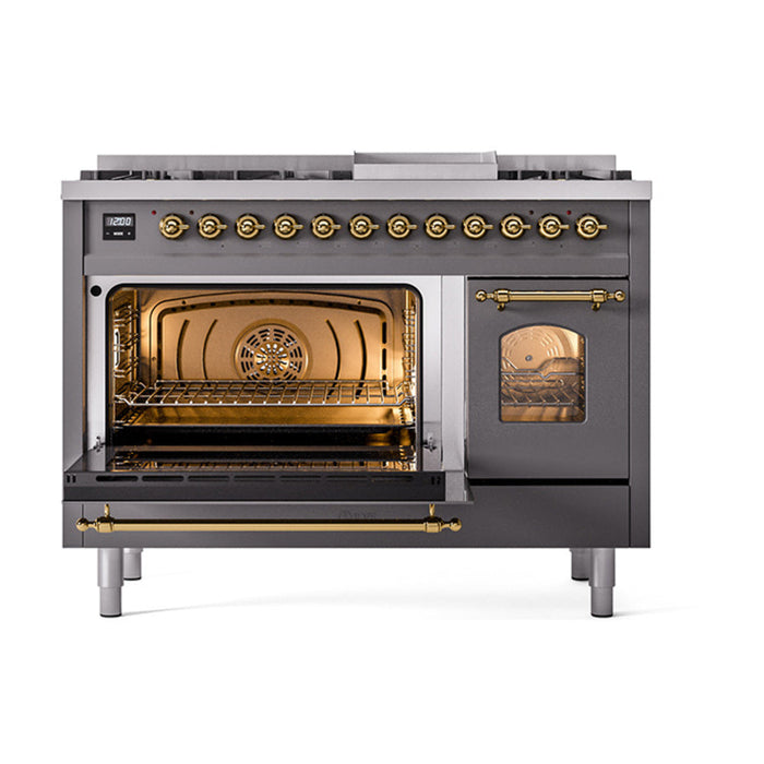 ILVE 48" Nostalgie II Dual Fuel Range with 8 Sealed Burners and Griddle - UP48FNMP