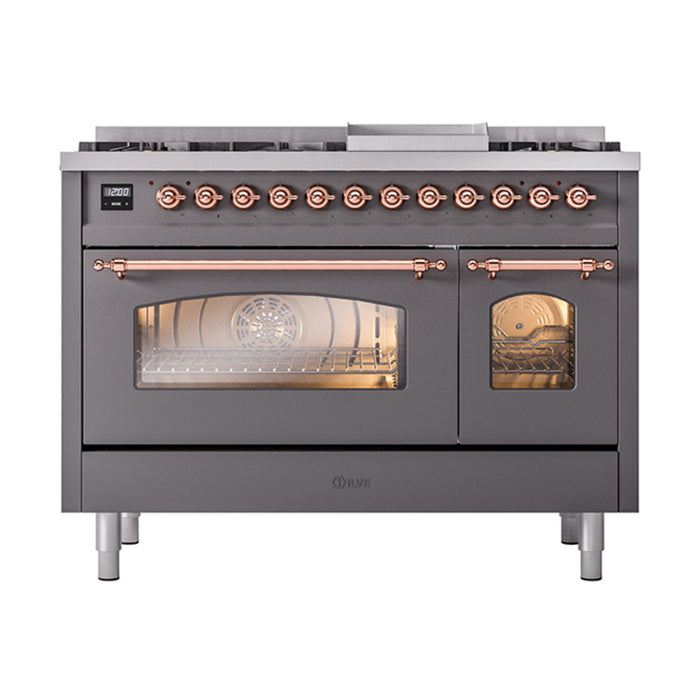 ILVE 48" Nostalgie II Dual Fuel Range with 8 Sealed Burners and Griddle - UP48FNMP