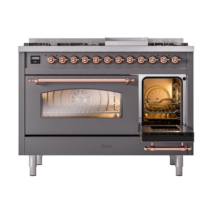 ILVE 48" Nostalgie II Dual Fuel Range with 8 Sealed Burners and Griddle - UP48FNMP