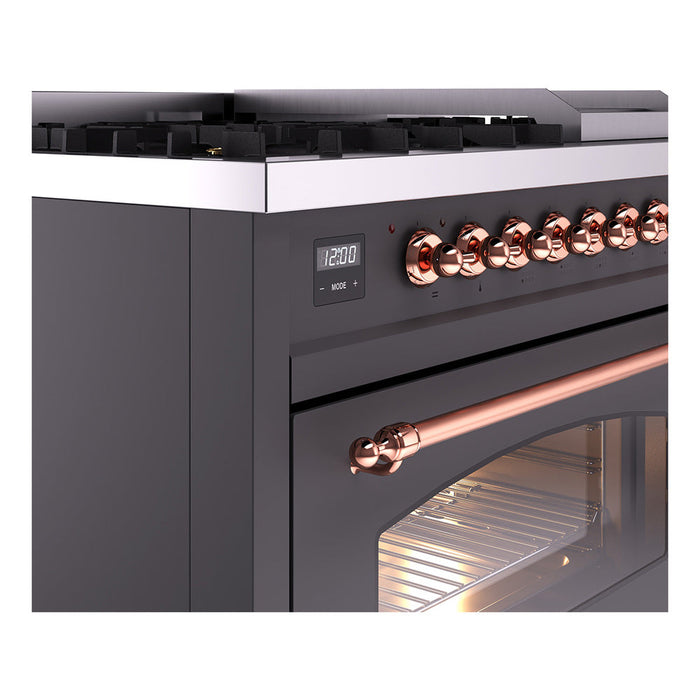 ILVE 48" Nostalgie II Dual Fuel Range with 8 Sealed Burners and Griddle - UP48FNMP