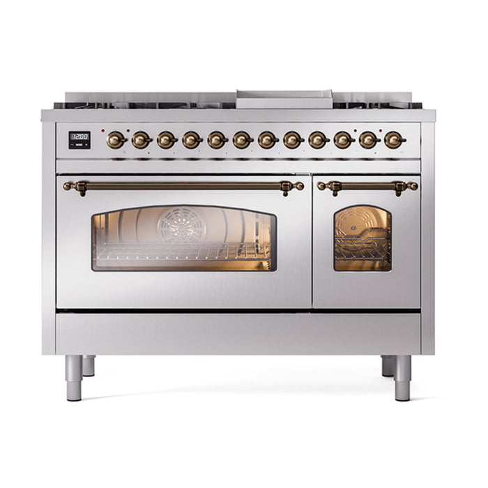 ILVE 48" Nostalgie II Dual Fuel Range with 8 Sealed Burners and Griddle - UP48FNMP