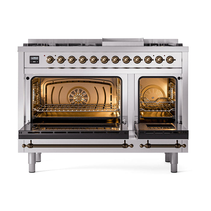 ILVE 48" Nostalgie II Dual Fuel Range with 8 Sealed Burners and Griddle - UP48FNMP