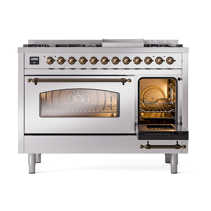 ILVE 48" Nostalgie II Dual Fuel Range with 8 Sealed Burners and Griddle - UP48FNMP