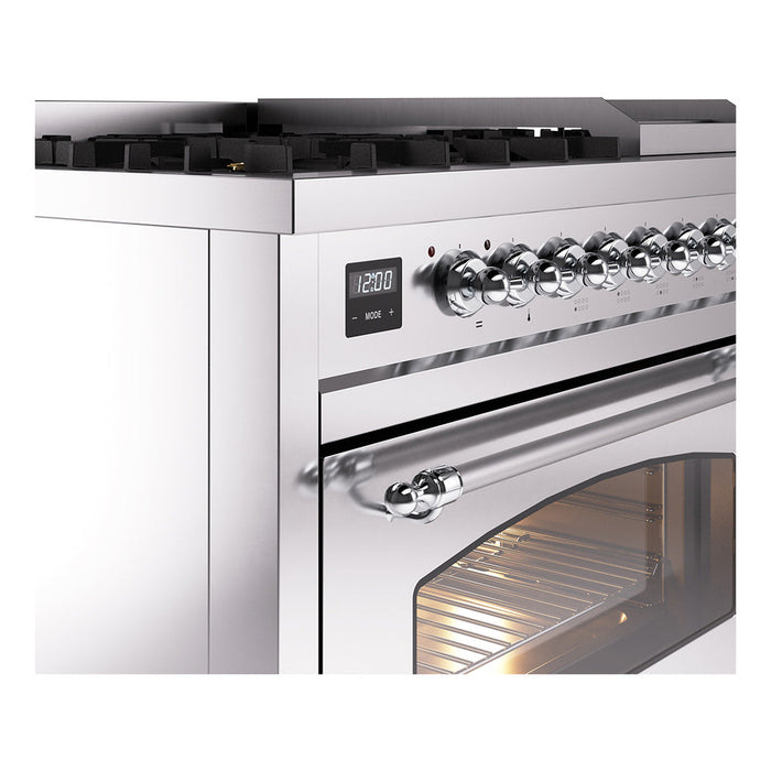 ILVE 48" Nostalgie II Dual Fuel Range with 8 Sealed Burners and Griddle - UP48FNMP