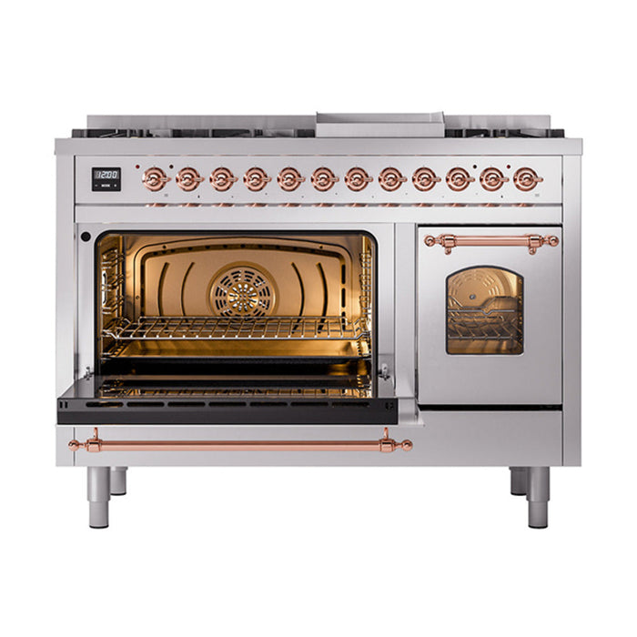 ILVE 48" Nostalgie II Dual Fuel Range with 8 Sealed Burners and Griddle - UP48FNMP