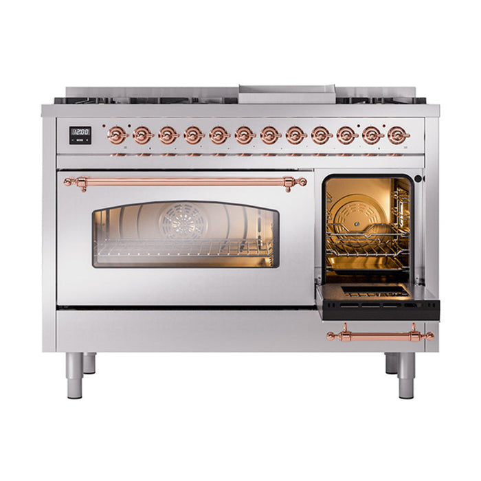 ILVE 48" Nostalgie II Dual Fuel Range with 8 Sealed Burners and Griddle - UP48FNMP