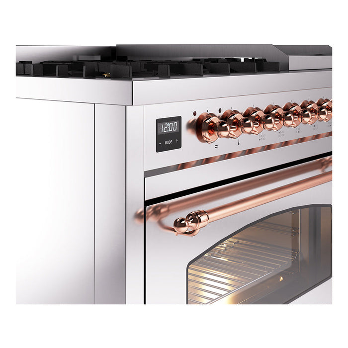 ILVE 48" Nostalgie II Dual Fuel Range with 8 Sealed Burners and Griddle - UP48FNMP