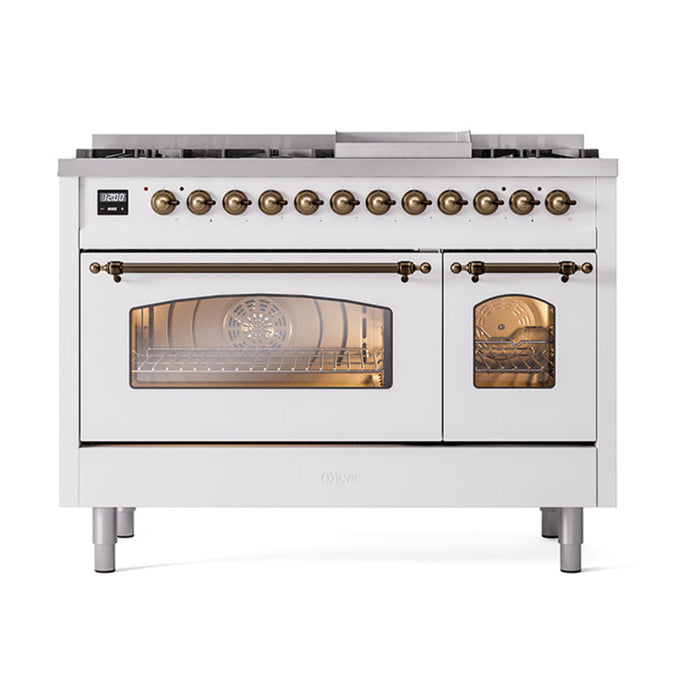 ILVE 48" Nostalgie II Dual Fuel Range with 8 Sealed Burners and Griddle - UP48FNMP