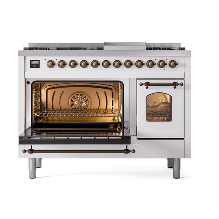 ILVE 48" Nostalgie II Dual Fuel Range with 8 Sealed Burners and Griddle - UP48FNMP