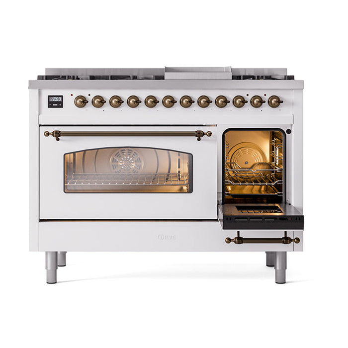 ILVE 48" Nostalgie II Dual Fuel Range with 8 Sealed Burners and Griddle - UP48FNMP