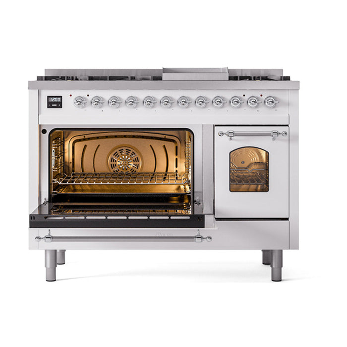 ILVE 48" Nostalgie II Dual Fuel Range with 8 Sealed Burners and Griddle - UP48FNMP