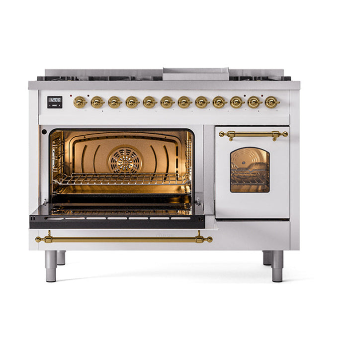 ILVE 48" Nostalgie II Dual Fuel Range with 8 Sealed Burners and Griddle - UP48FNMP