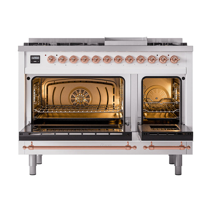 ILVE 48" Nostalgie II Dual Fuel Range with 8 Sealed Burners and Griddle - UP48FNMP