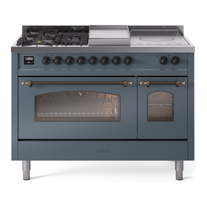 ILVE Nostalgie II 48 inch Dual Fuel Range (5 Sealed Burners + Griddle + French Top) - UP48FSNMP