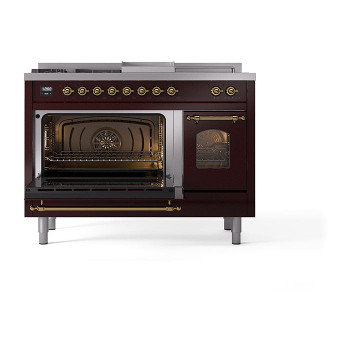 ILVE Nostalgie II 48 inch Dual Fuel Range (5 Sealed Burners + Griddle + French Top) - UP48FSNMP