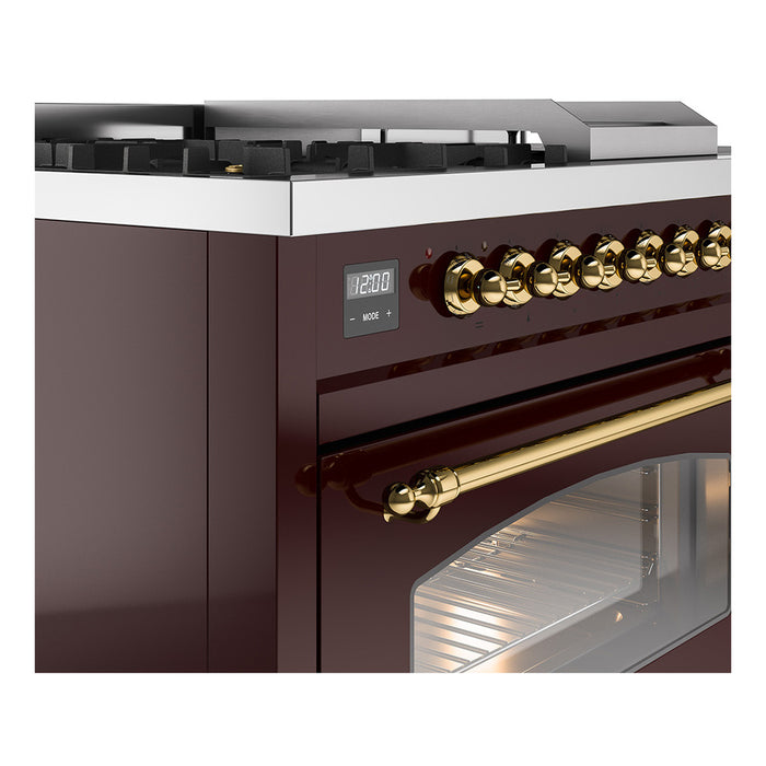 ILVE Nostalgie II 48 inch Dual Fuel Range (5 Sealed Burners + Griddle + French Top) - UP48FSNMP