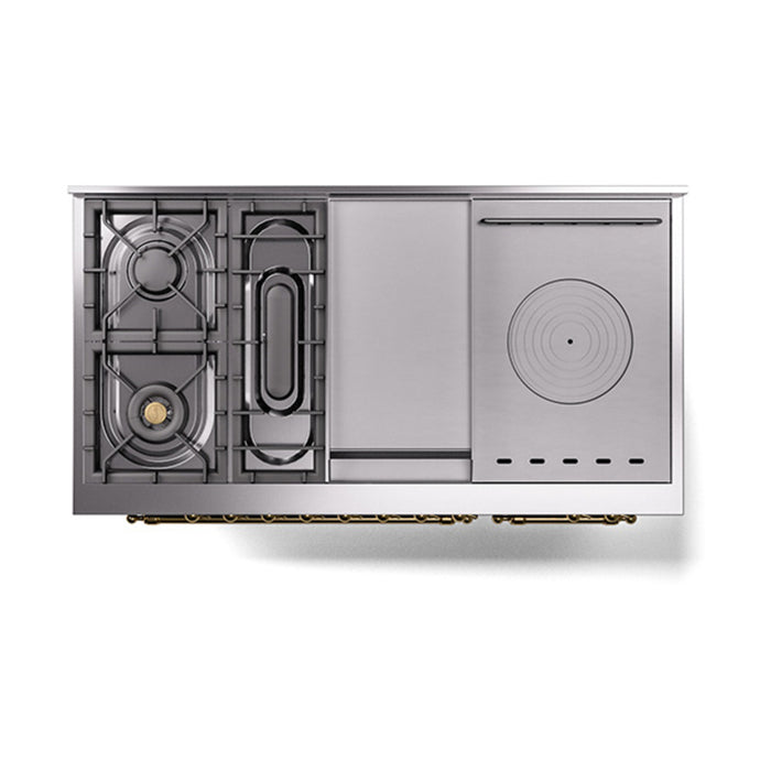 ILVE Nostalgie II 48 inch Dual Fuel Range (5 Sealed Burners + Griddle + French Top) - UP48FSNMP