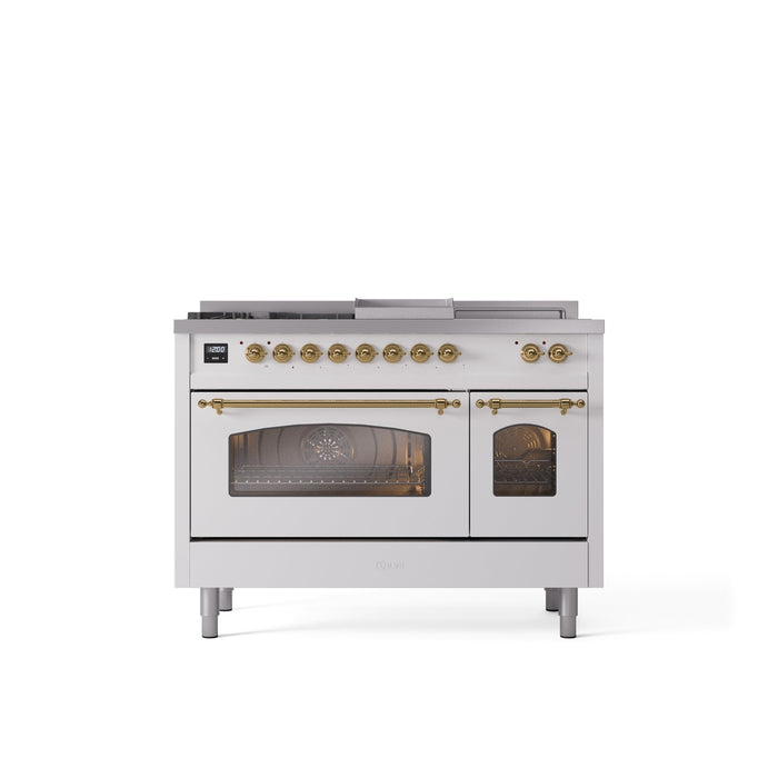 ILVE Nostalgie 48" Dual Fuel Range with 5 Sealed Burners Griddle French Top Triple Glass Door - UP48FSNMP