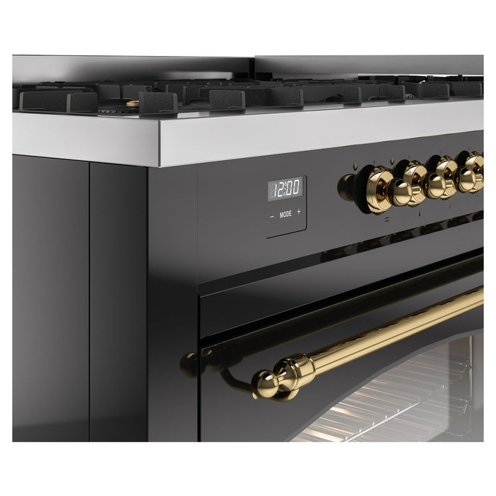 ILVE Nostalgie II 60" Dual Fuel Range with 9 Sealed Burners + Griddle + Triple Glass Door - UP60FNMP