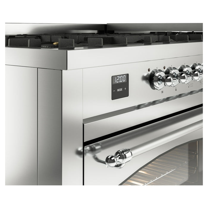 ILVE Nostalgie II 60" Dual Fuel Range with 9 Sealed Burners + Griddle + Triple Glass Door - UP60FNMP