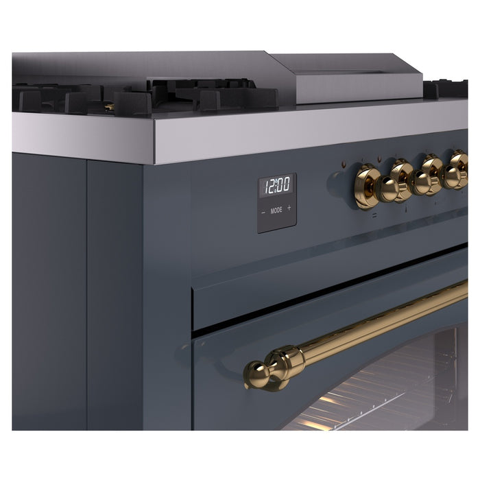 ILVE 60" Nostalgie II Dual Fuel Range with 7 Sealed Burners + Griddle + French Top, Triple Glass Door - UP60FSNMP