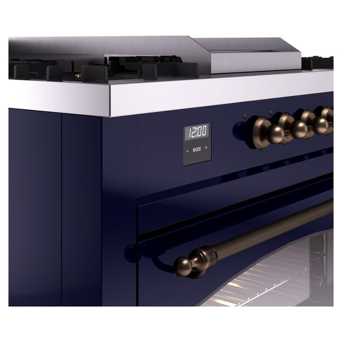 ILVE 60" Nostalgie II Dual Fuel Range with 7 Sealed Burners + Griddle + French Top, Triple Glass Door - UP60FSNMP