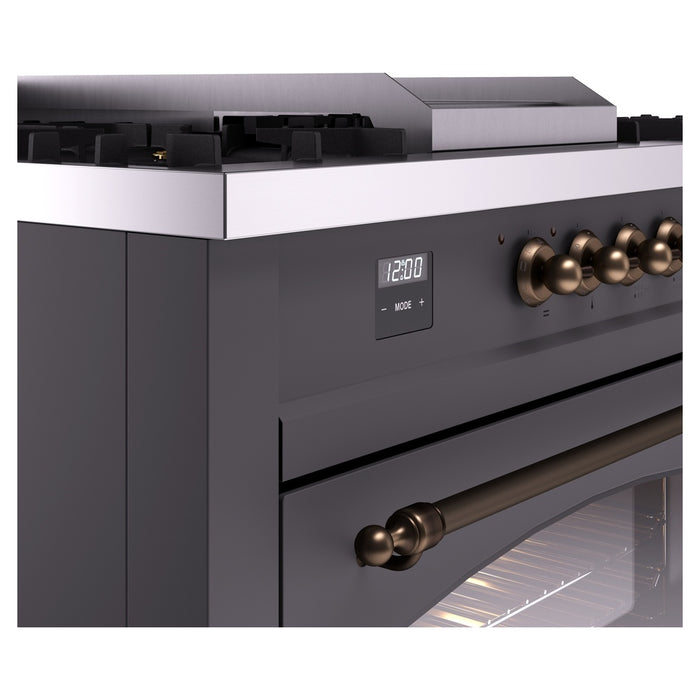 ILVE 60" Nostalgie II Dual Fuel Range with 7 Sealed Burners + Griddle + French Top, Triple Glass Door - UP60FSNMP