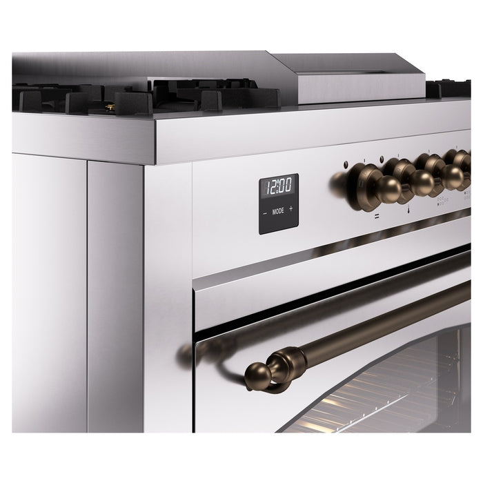 ILVE 60" Nostalgie II Dual Fuel Range with 7 Sealed Burners + Griddle + French Top, Triple Glass Door - UP60FSNMP