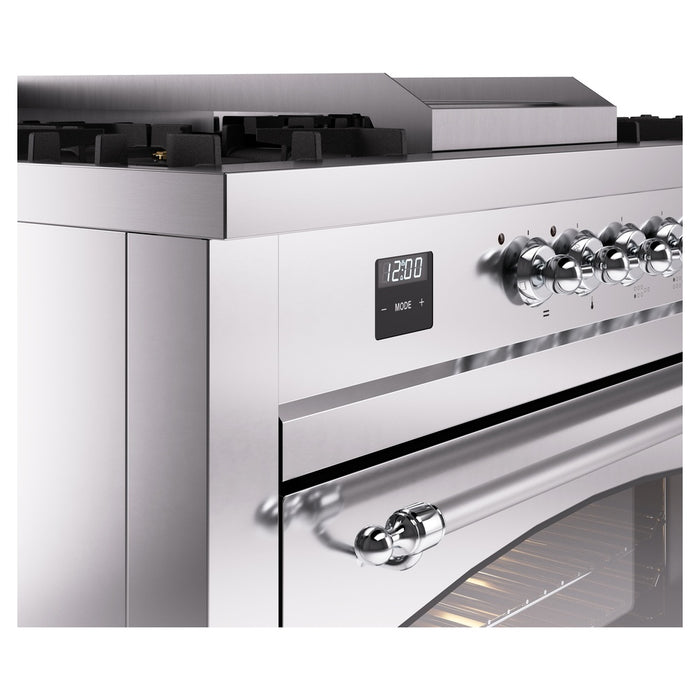 ILVE 60" Nostalgie II Dual Fuel Range with 7 Sealed Burners + Griddle + French Top, Triple Glass Door - UP60FSNMP