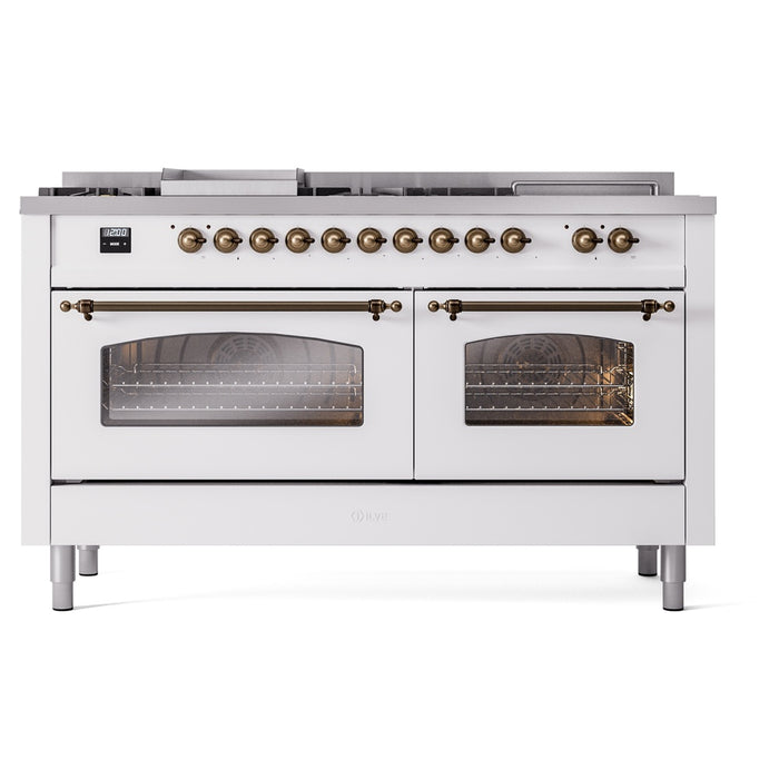 ILVE 60" Nostalgie II Dual Fuel Range with 7 Sealed Burners + Griddle + French Top, Triple Glass Door - UP60FSNMP