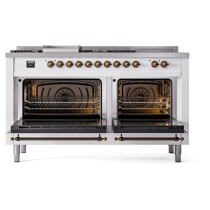 ILVE 60" Nostalgie II Dual Fuel Range with 7 Sealed Burners + Griddle + French Top, Triple Glass Door - UP60FSNMP