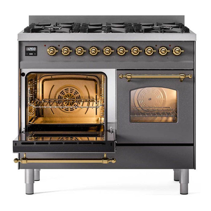 ILVE Nostalgie II 40 inch Dual Fuel Range with 6 Total Black Brass Burners (Limited Edition) -UPD406NMP
