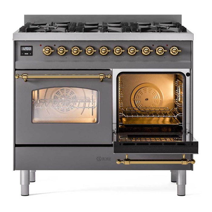 ILVE Nostalgie II 40 inch Dual Fuel Range with 6 Total Black Brass Burners (Limited Edition) -UPD406NMP