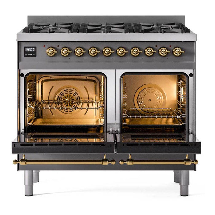 ILVE Nostalgie II 40 inch Dual Fuel Range with 6 Total Black Brass Burners (Limited Edition) -UPD406NMP