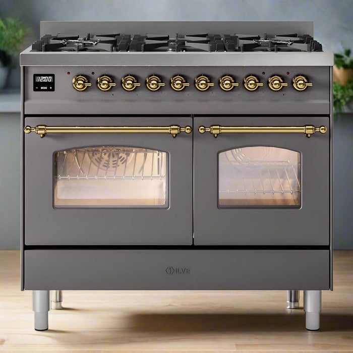ILVE Nostalgie II 40 inch Dual Fuel Range with 6 Total Black Brass Burners (Limited Edition) -UPD406NMP