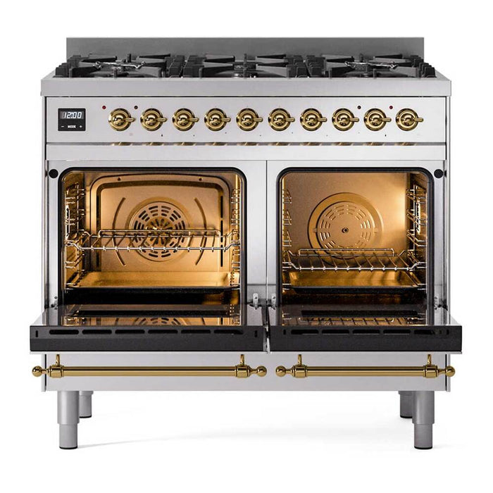 ILVE Nostalgie II 40 inch Dual Fuel Range with 6 Total Black Brass Burners (Limited Edition) -UPD406NMP