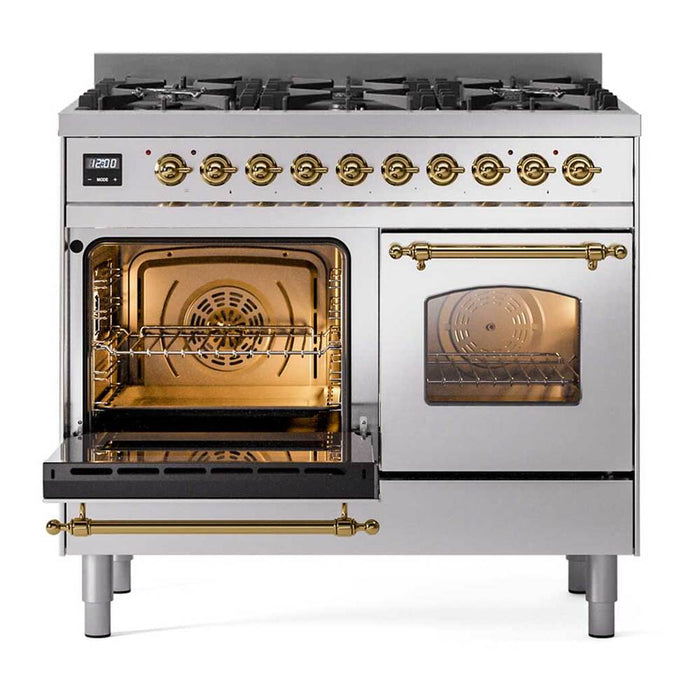 ILVE Nostalgie II 40 inch Dual Fuel Range with 6 Total Black Brass Burners (Limited Edition) -UPD406NMP