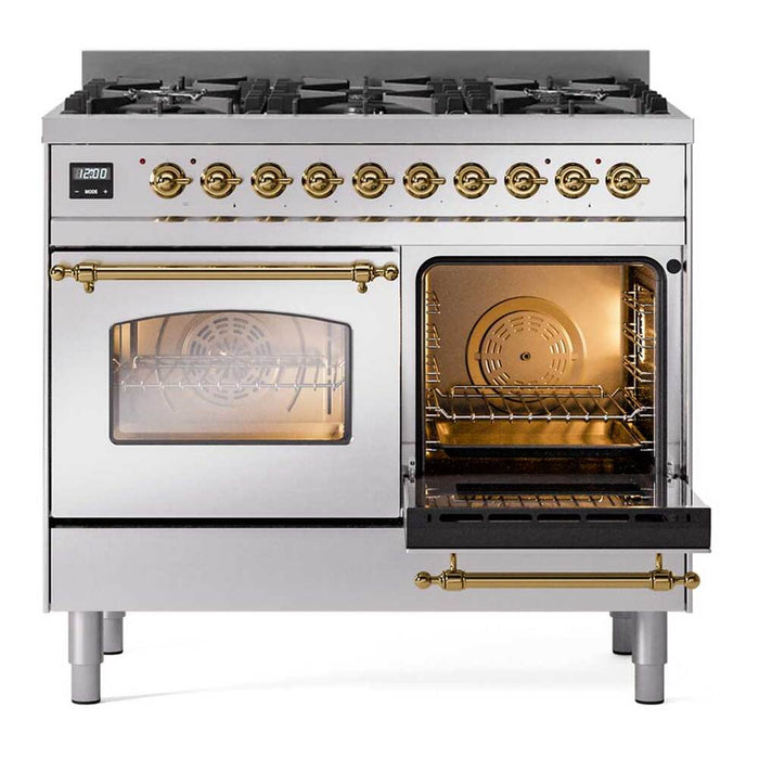 ILVE Nostalgie II 40 inch Dual Fuel Range with 6 Total Black Brass Burners (Limited Edition) -UPD406NMP