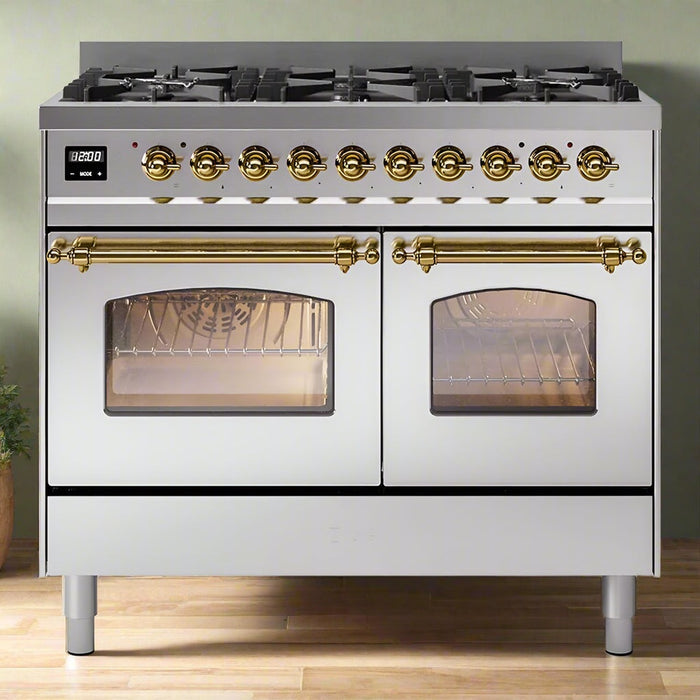 ILVE Nostalgie II 40 inch Dual Fuel Range with 6 Total Black Brass Burners (Limited Edition) -UPD406NMP