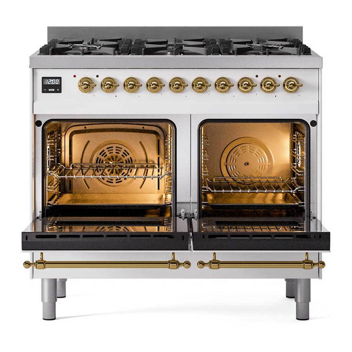 ILVE Nostalgie II 40 inch Dual Fuel Range with 6 Total Black Brass Burners (Limited Edition) -UPD406NMP
