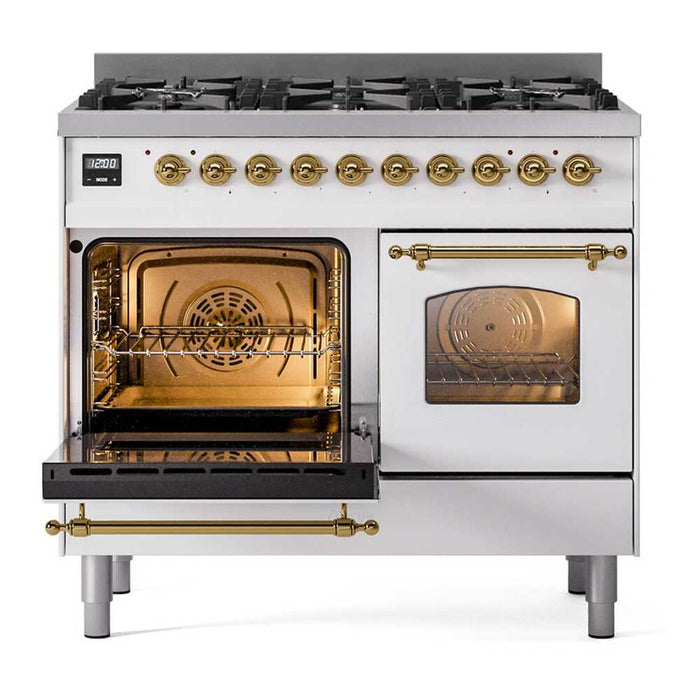 ILVE Nostalgie II 40 inch Dual Fuel Range with 6 Total Black Brass Burners (Limited Edition) -UPD406NMP