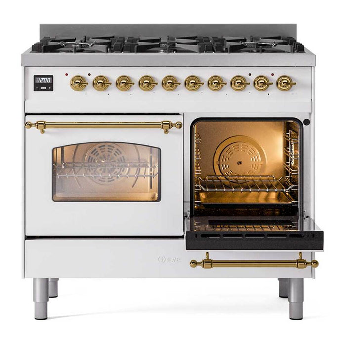 ILVE Nostalgie II 40 inch Dual Fuel Range with 6 Total Black Brass Burners (Limited Edition) -UPD406NMP